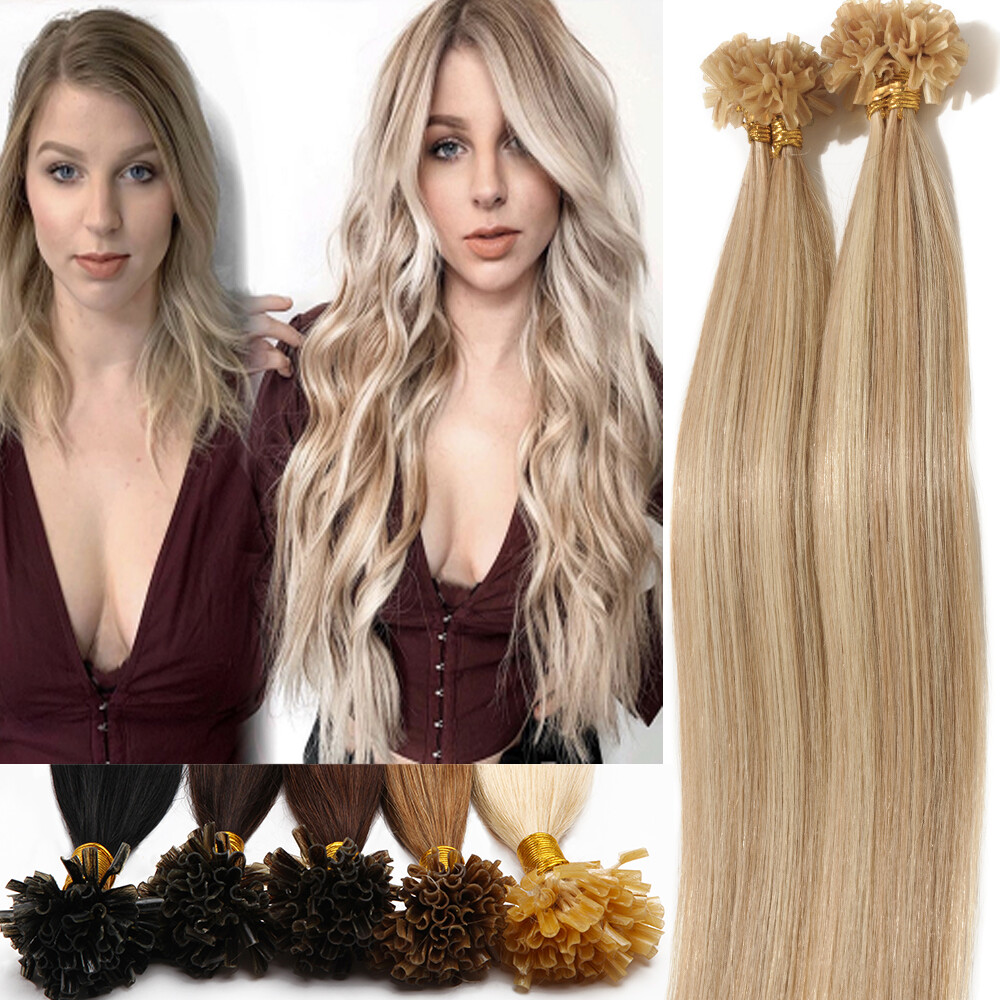 Keratin Flat U Tip Hair Extensions 100% Real Remy Human Hair 200s Strands Thick