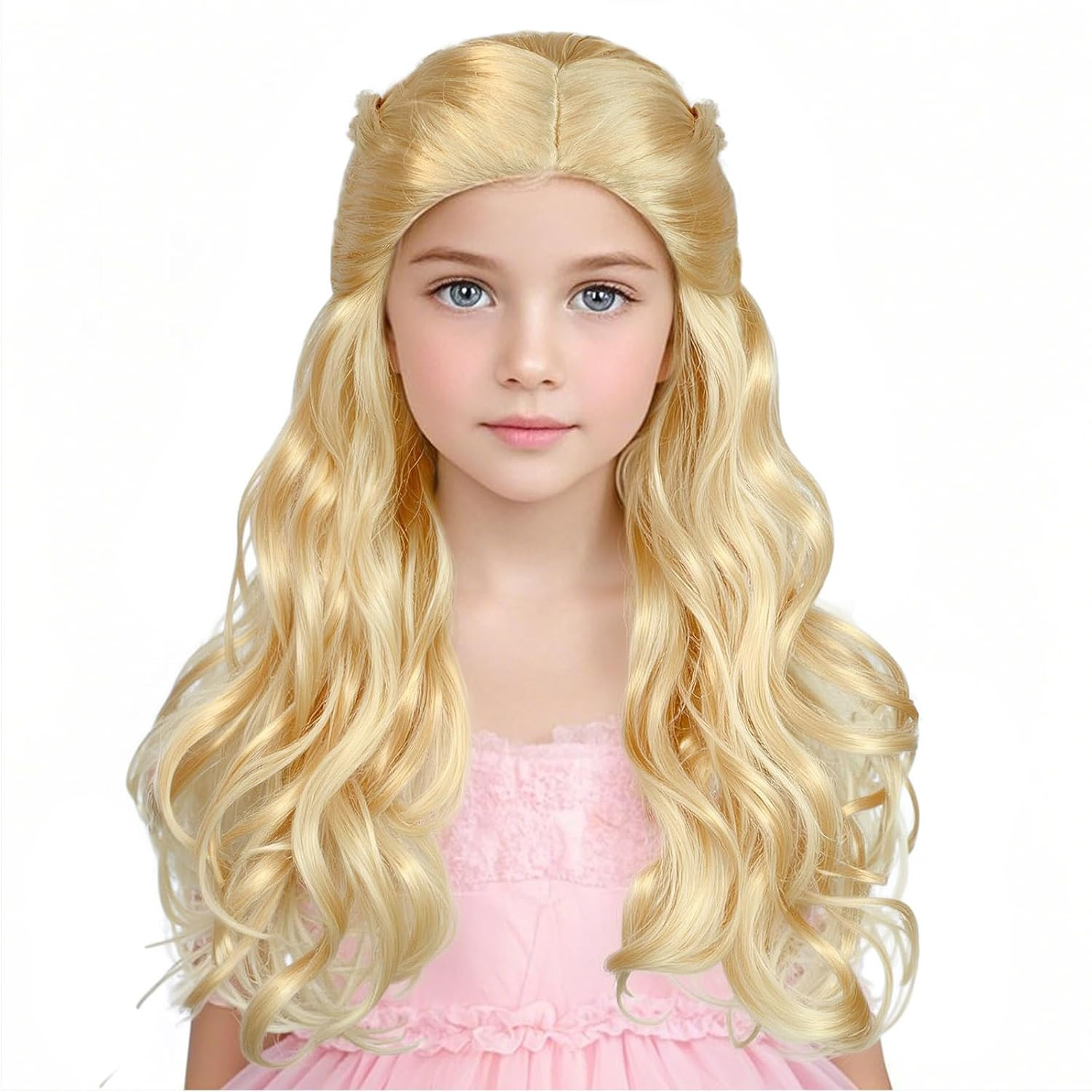 Long Blonde Wigs Women Good Witch Princess Wig Blonde Wavy Curly Ponytail Wig Mo