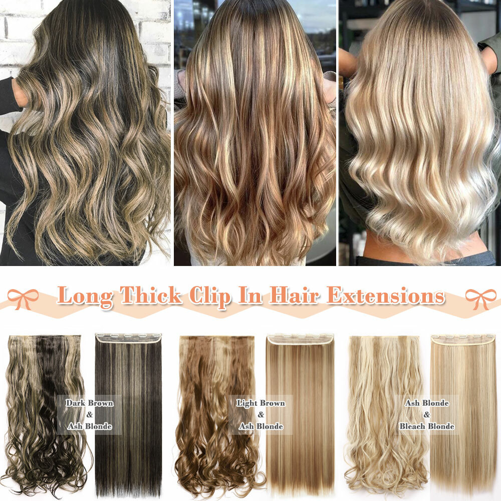 1Pcs Long Full Head Clip in 100% Natural Hair Extensions as Human Real Thick HYT