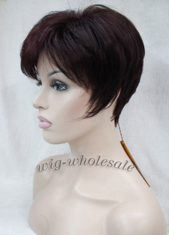 Women Short Wig Bob Pixie Brown Blonde Mix Natural Full Hair Wigs Daily