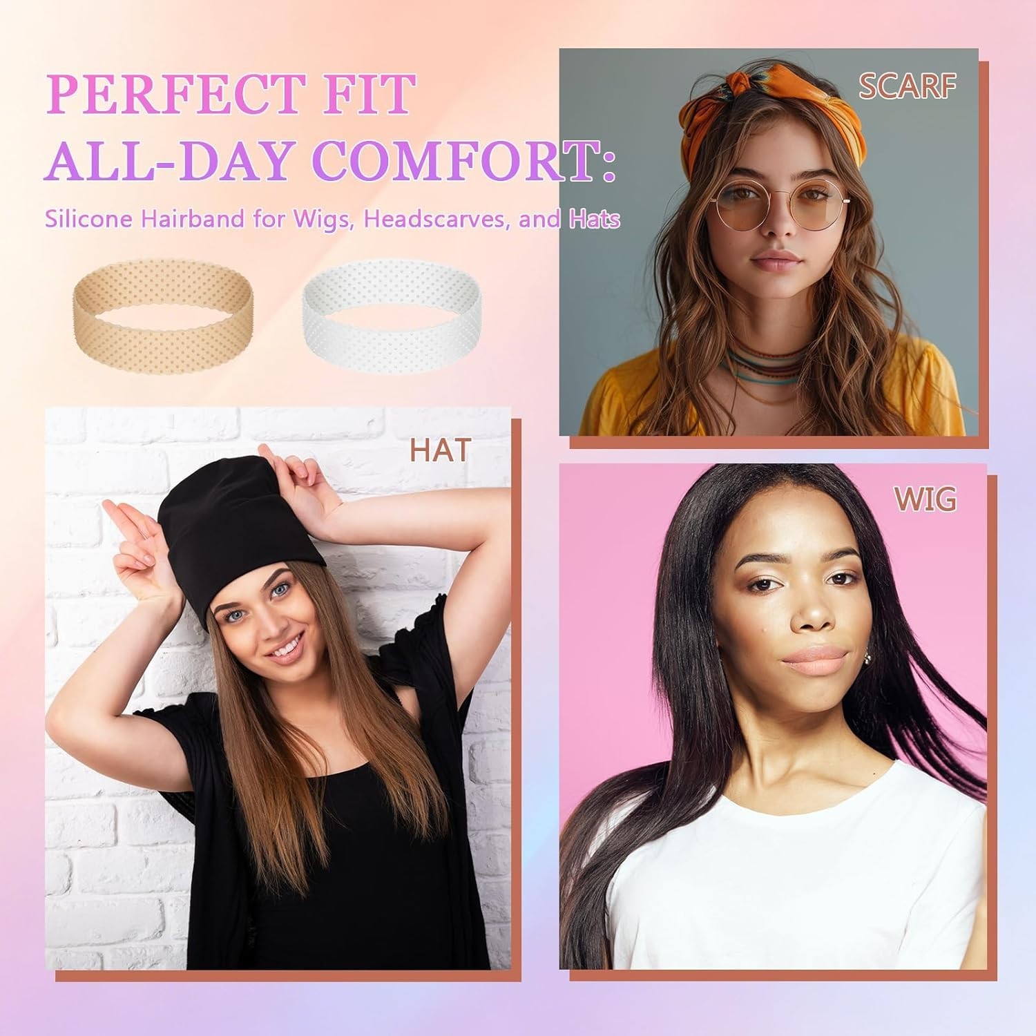 2 Pack Light Brown Silicone Wig Grip Bands – Ideal for Sports & Daily Use