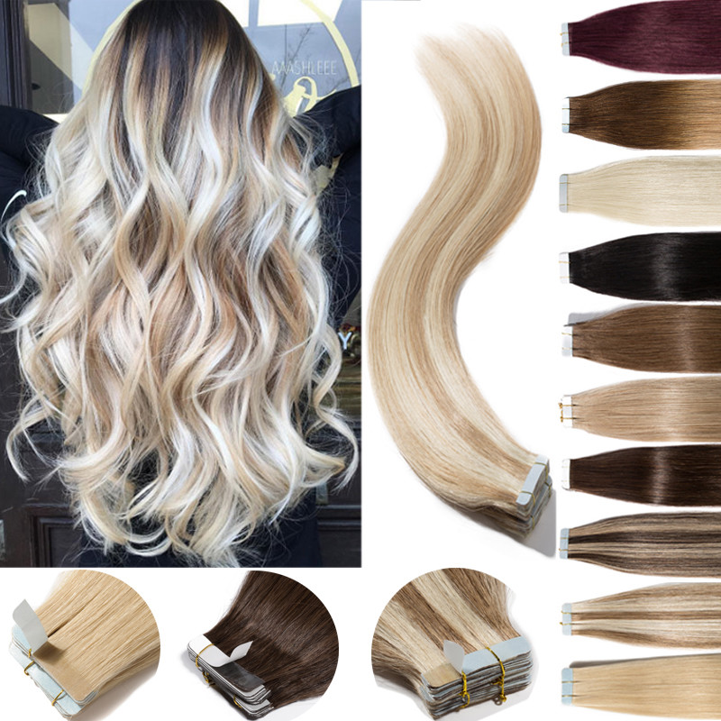 THICK 150g 60pcs TAPE IN Real Human Hair Extensions Skin Weft Highlight US STOCK