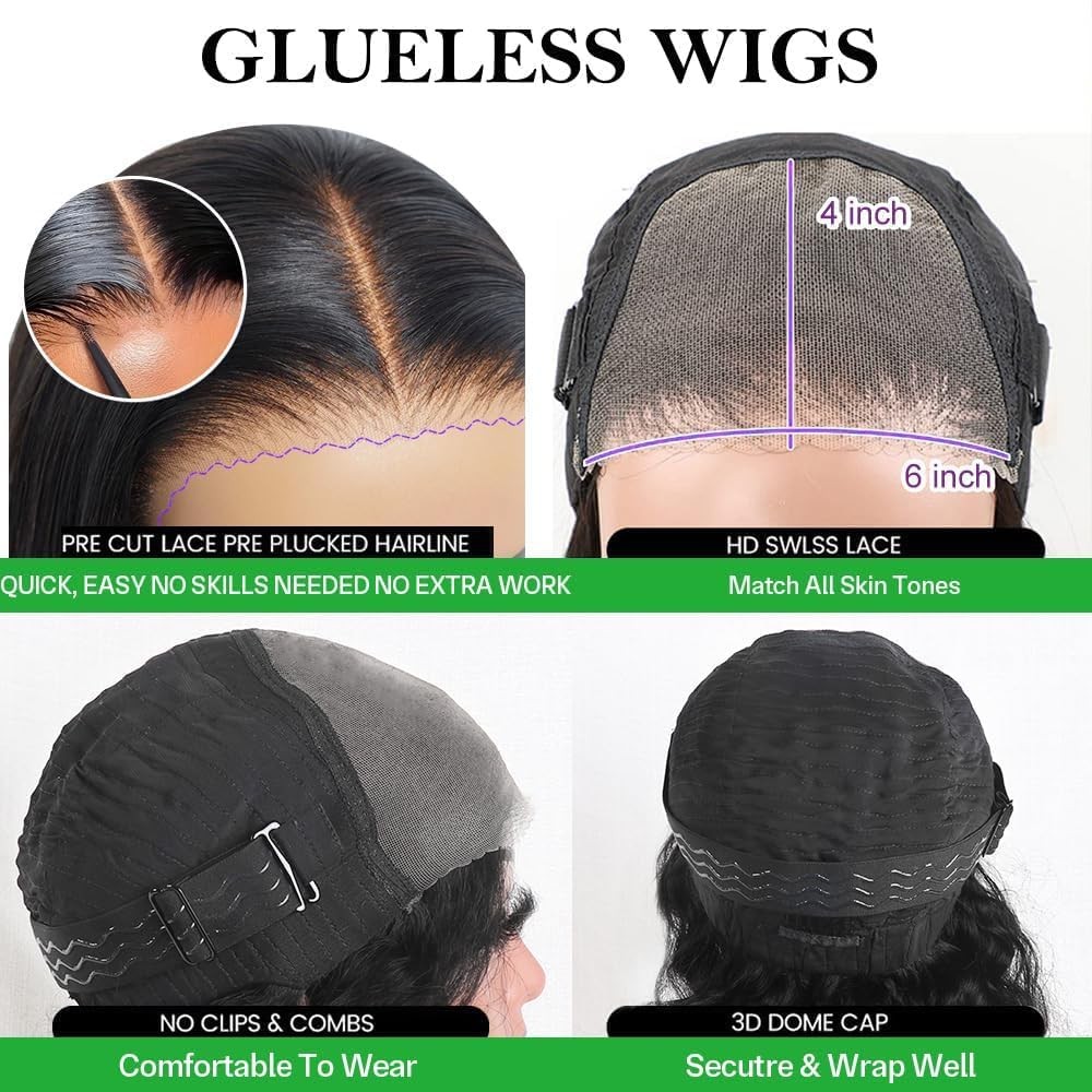 Gabrielle 18 Inch Wear And Go Body Wave Glueless Wigs Human Hair 6X4 Hd Lace