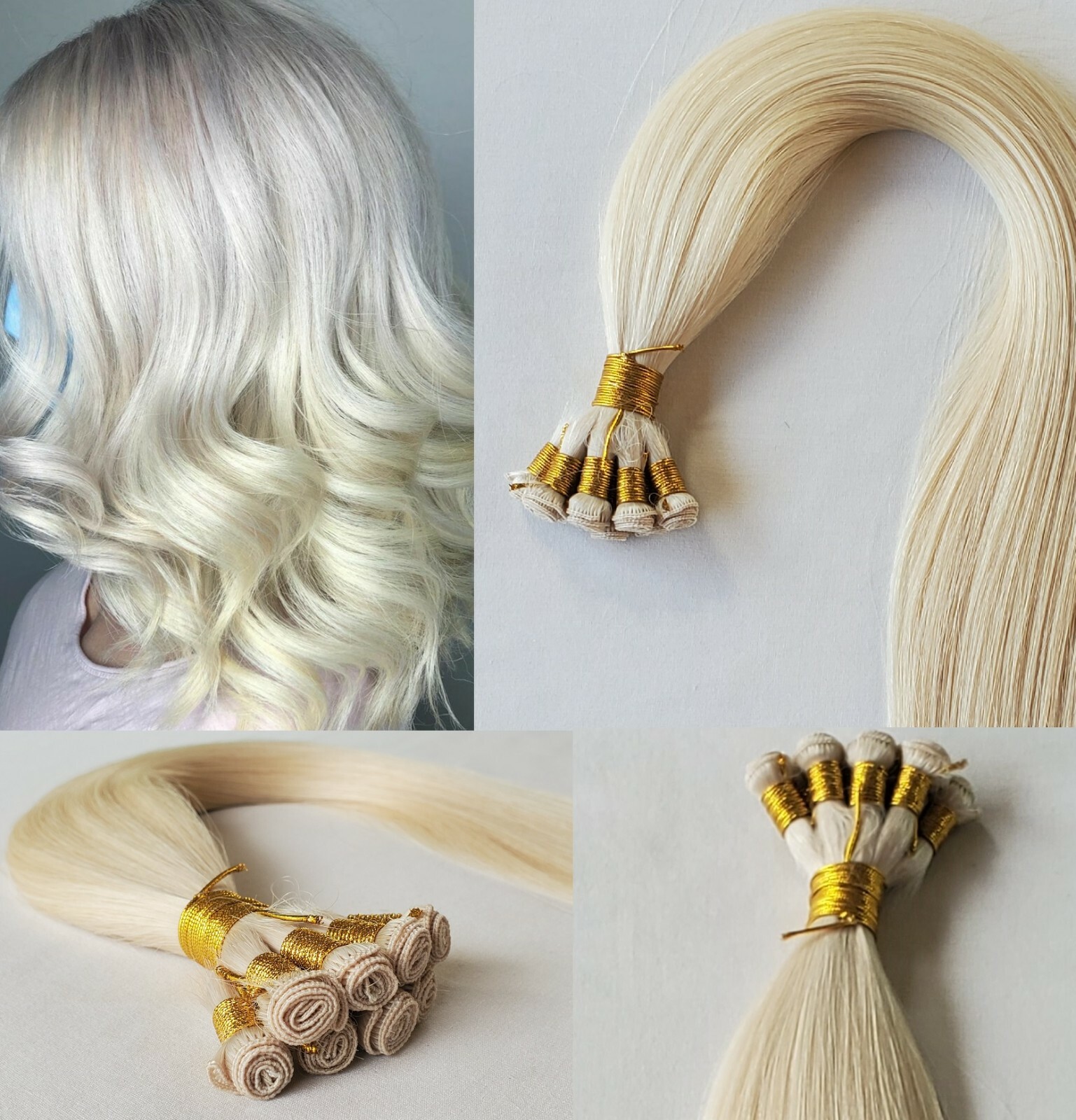 18″, 20″, 22″ Hand-Tied Weft, 100 grams, Human Remy Hair Extensions # 1001