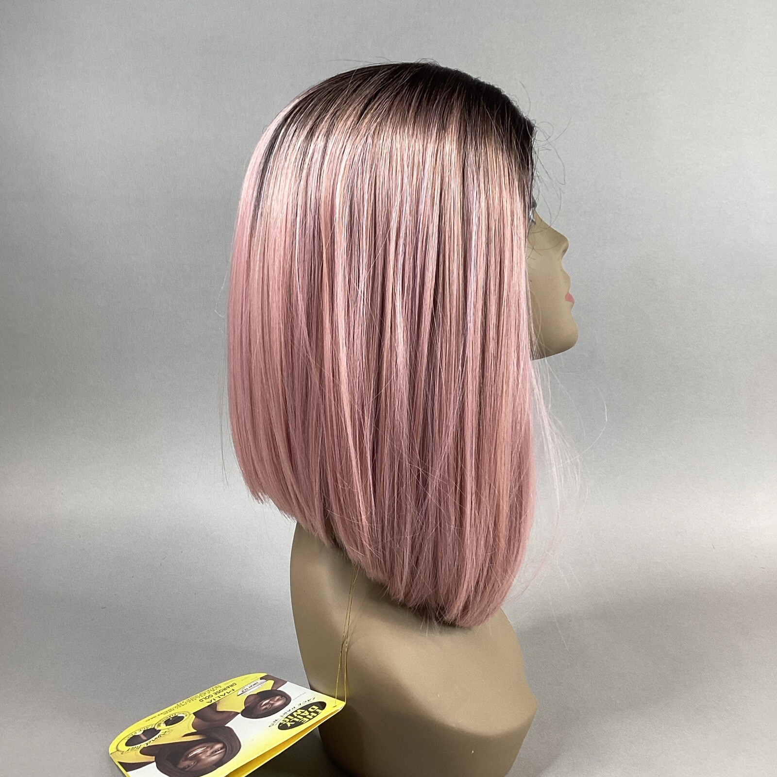 Malia Short Straight #DR4/Rose Gold Dark Brown Premium Synthetic Lace Part Wig