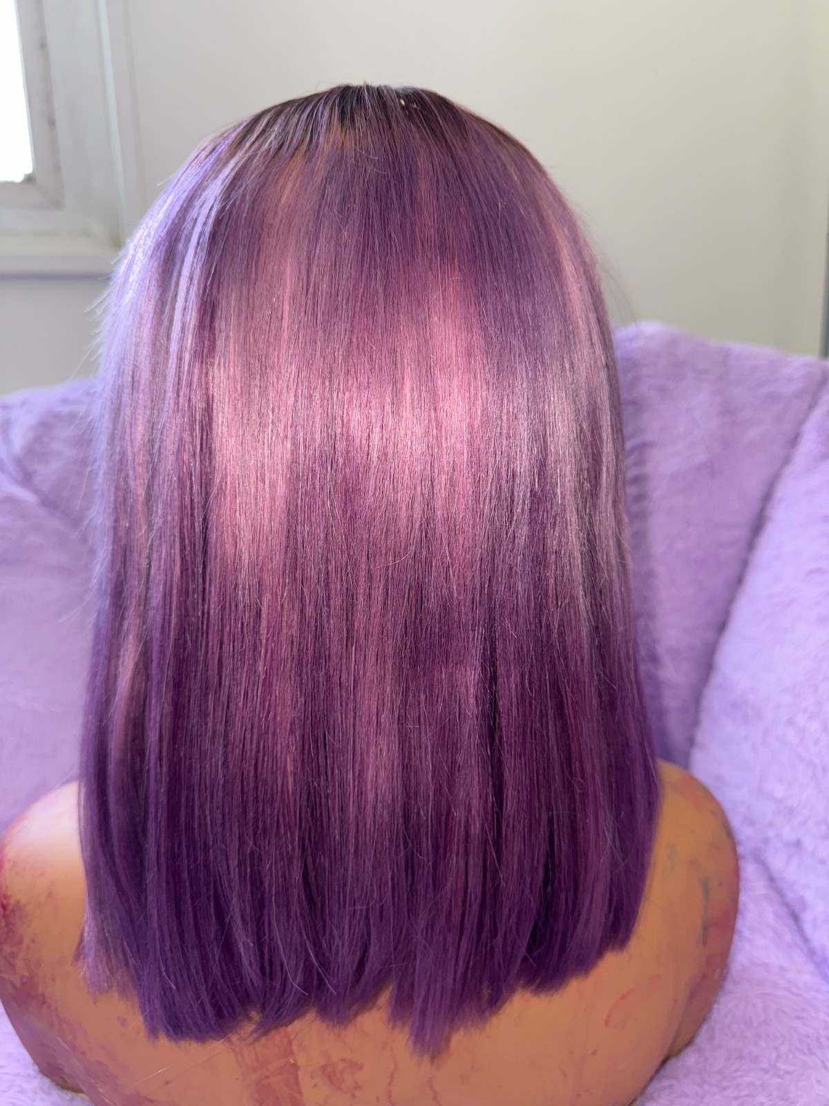 Custom Color Lavender and Blonde Human Hair Wig (10 inches)