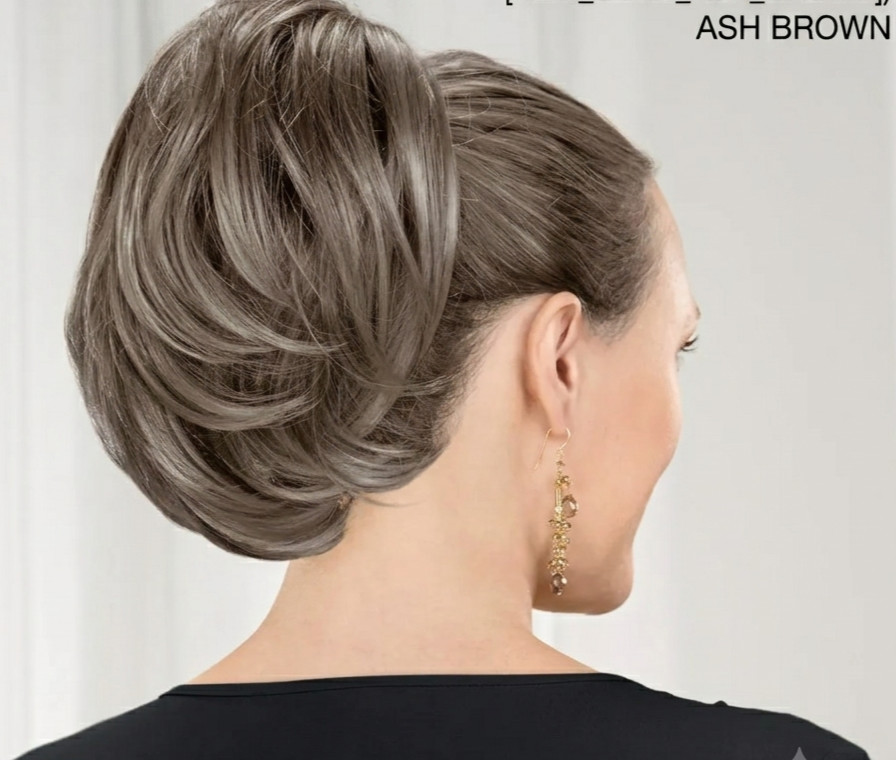 Paula Young Playful A3239 Hairpiece Clip-In Bun Color 38 Ash Brown Grey
