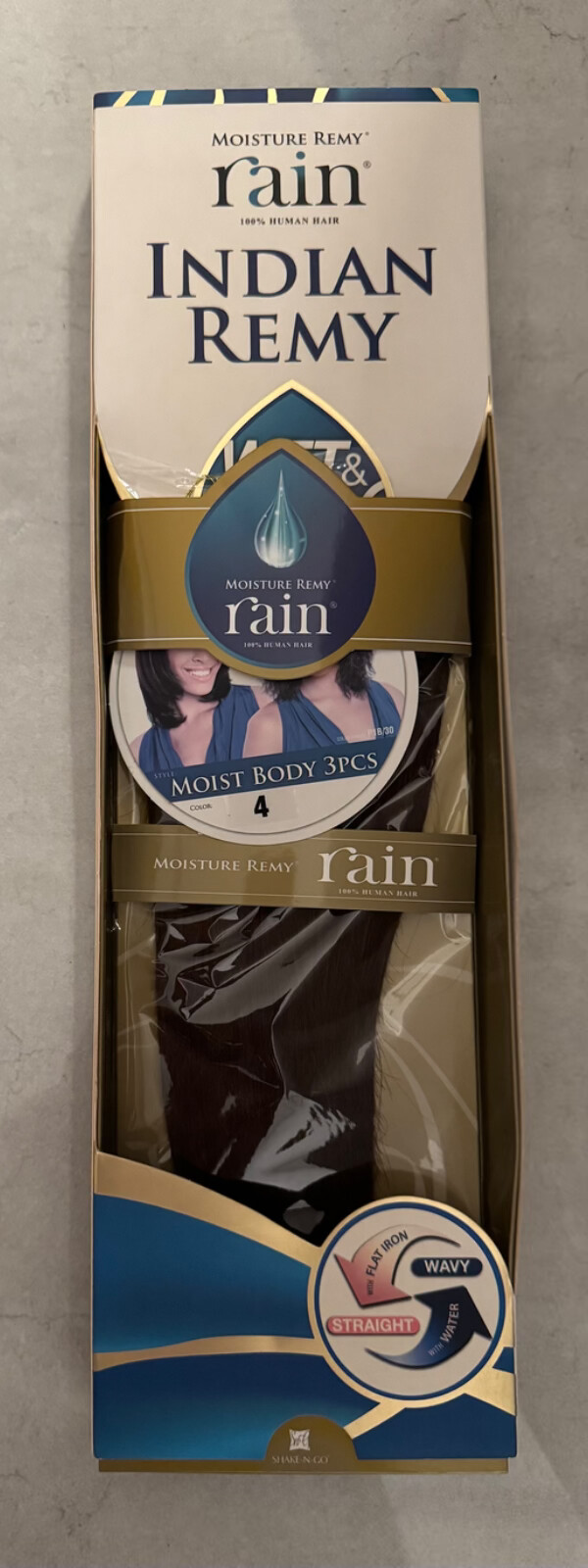 Moisture Remy Rain 100% Indian Human Hair Wet & Wave Moist Body 3pcs #4