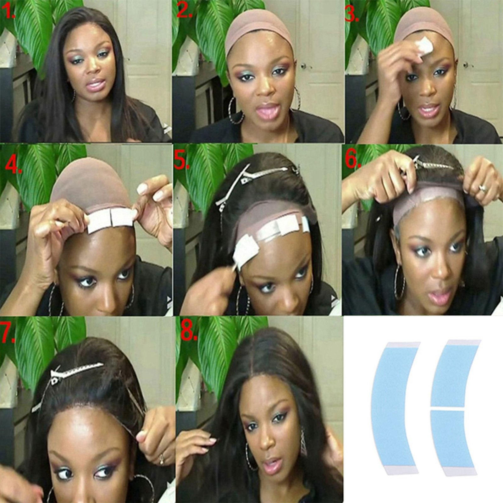 144Pc/Lot Strong Wig Tape Strips Fixed Hair Adhesive Extension Tape and3379