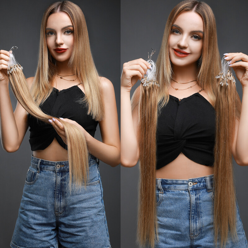 150g Real Thick Micro Ring Human Hair Extensions Loop Microlink Beads Tip 0.5/1g