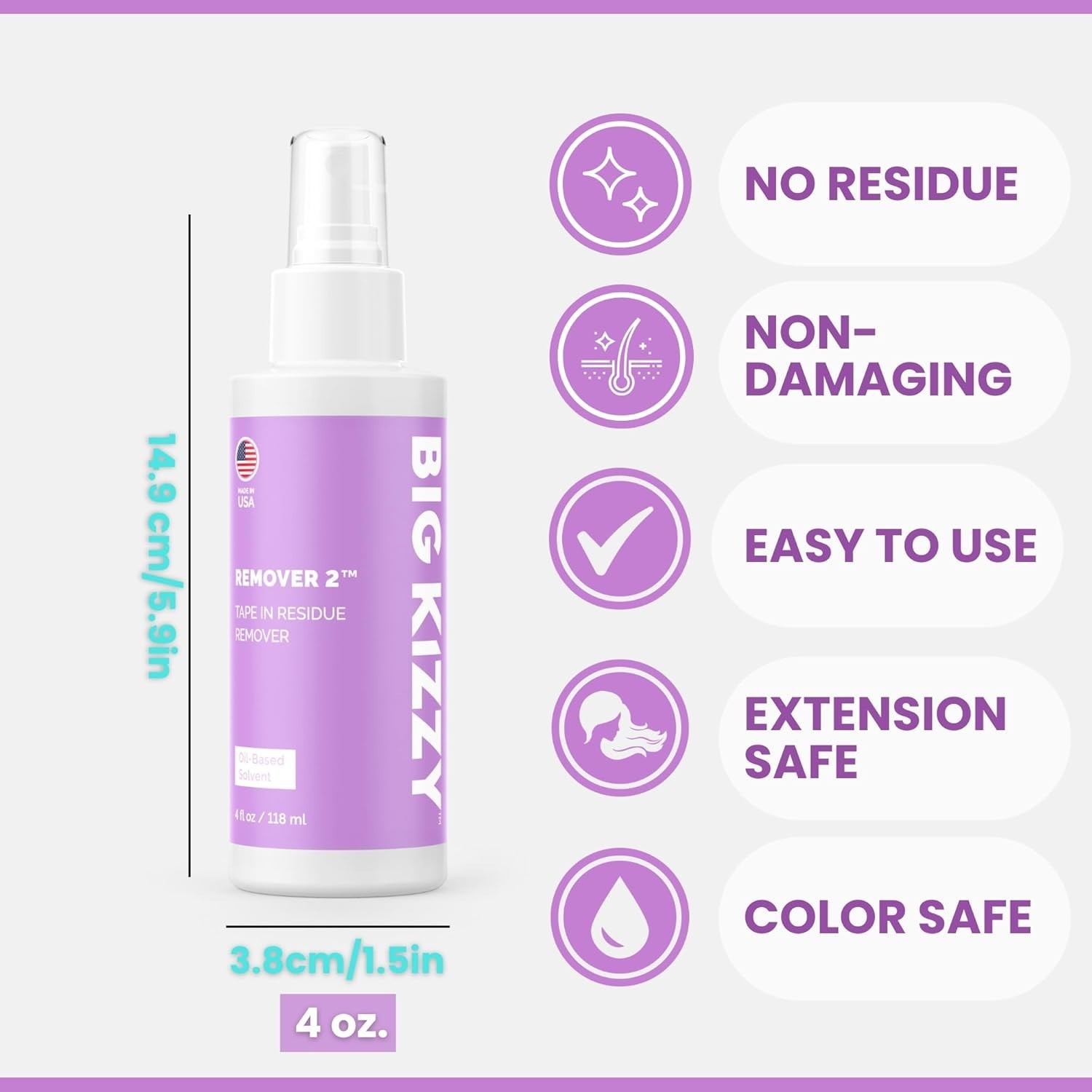 8oz Extension Remover & 4oz Adhesive Residue Solution – Easy & Quick Use