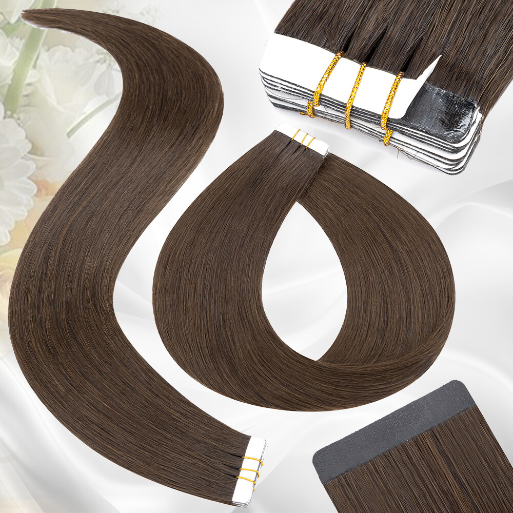80PCS 200G Tape In Human 100% Remy Hair Extensions Skin Weft Highlight Full Head