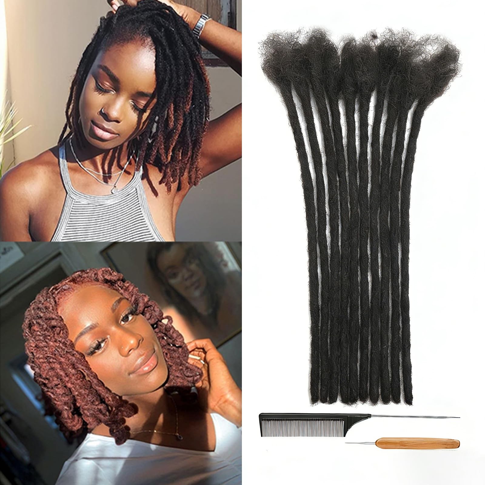Zhen Lai Fa Dreadlock Extensions Human Hair 0.6Cm Width 6 Inch 90 Strands 100