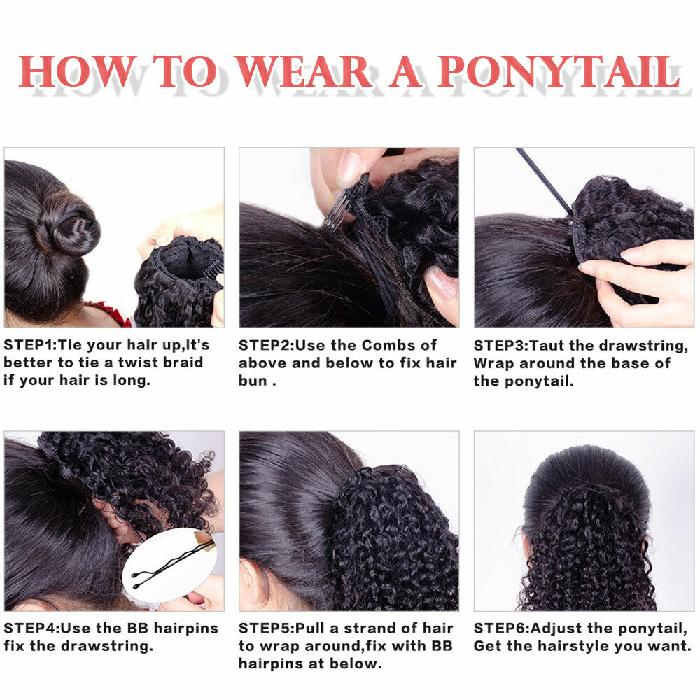 Drawstring Ponytail Long Corn Wave Bun Style Clip In Pony Tail Hair Extensions H