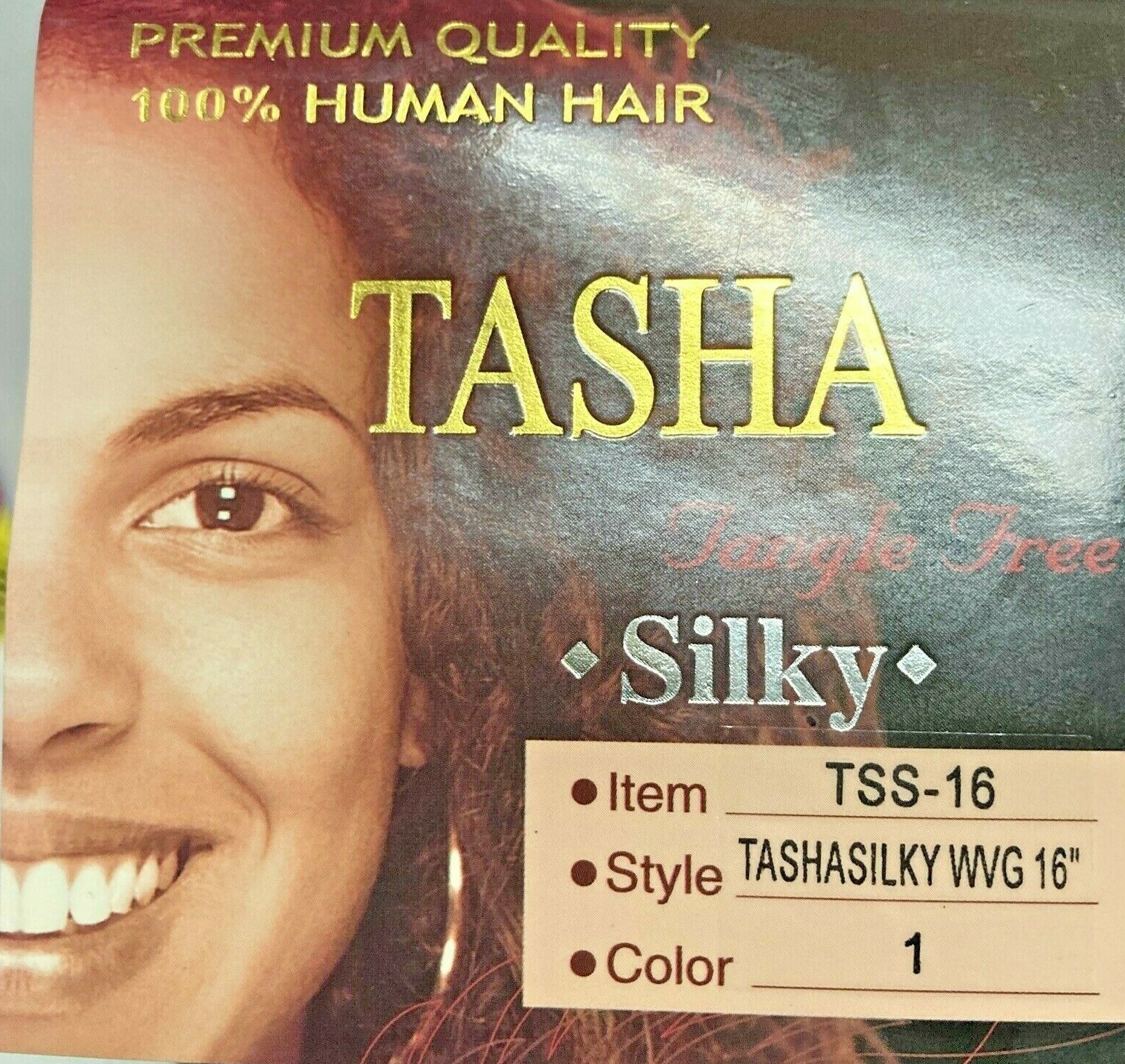 1 Pack 16″ TASHA Premium Quality 100% Human Silky Weave Extension Hair Color # 1