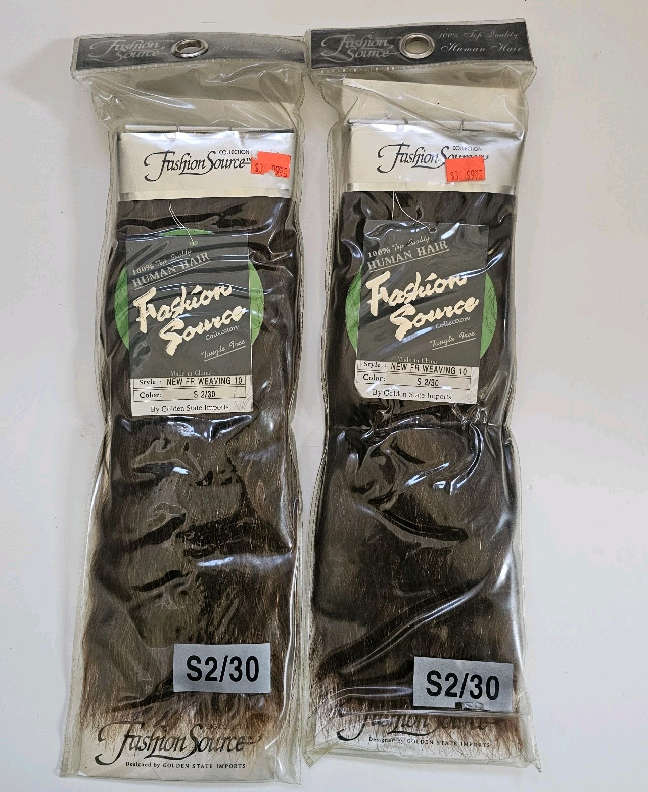 Fashion Source Sew In Weave Human Hair Extensions COLOR S2/30 10 INCHES (2 PACK)