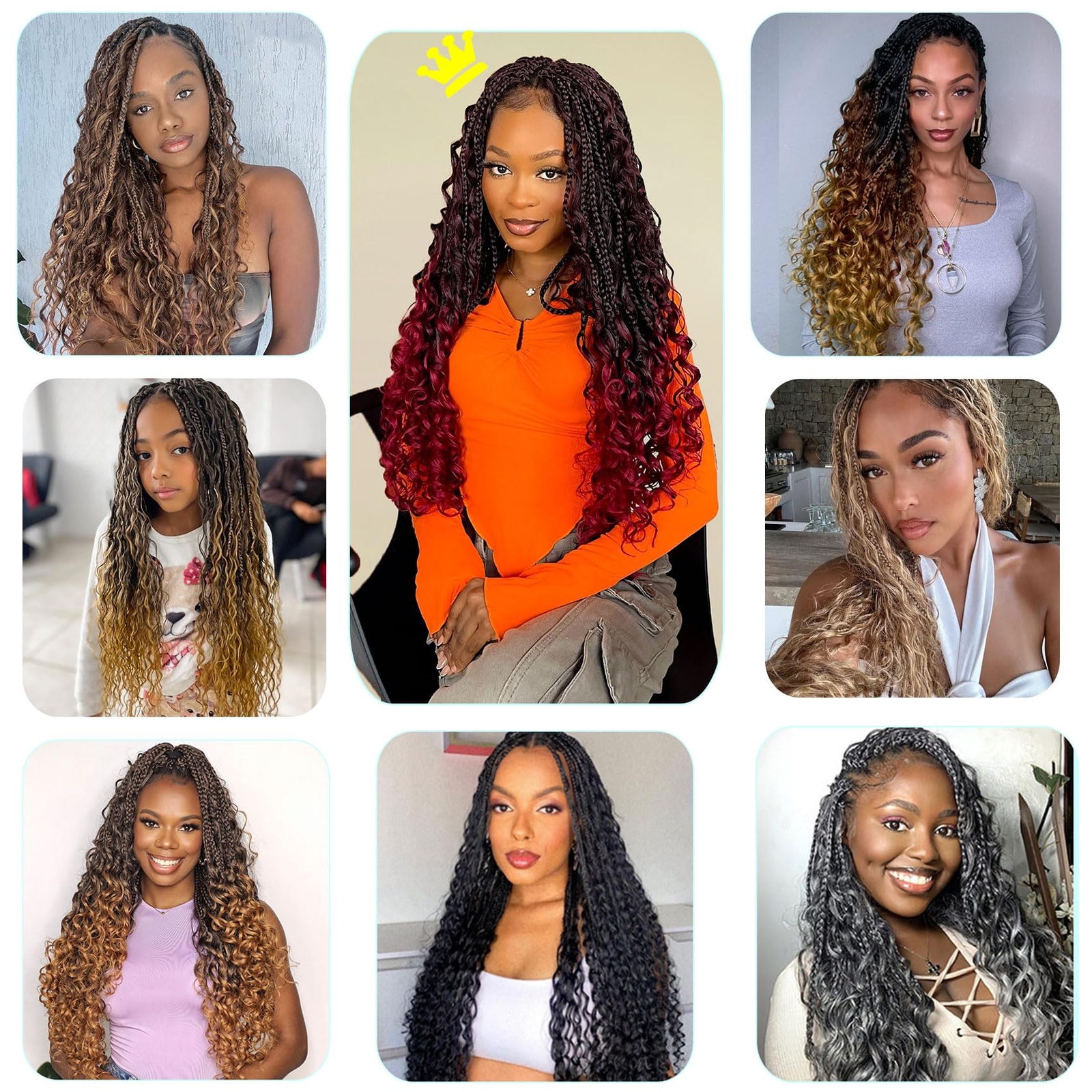 LIYATE Goddess Crochet Braids 24 Inch 7 Packs Boho Box Braids Crochet Hair wi…