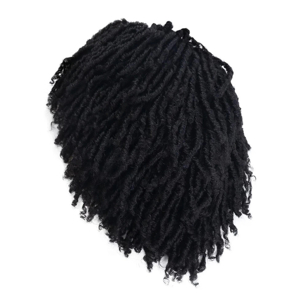 Mens Dreadlock Wig Black Curly Male Fake Dreads Loc 22.5 Inch,