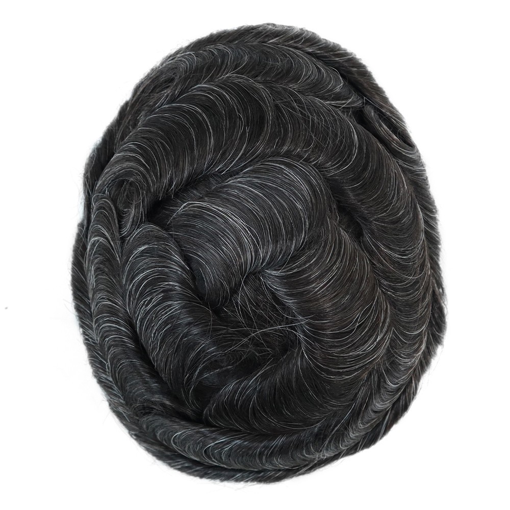 Mens Human Poly Skin Hair Toupee Replacement System Skin Toupee Hairpieces 8X10