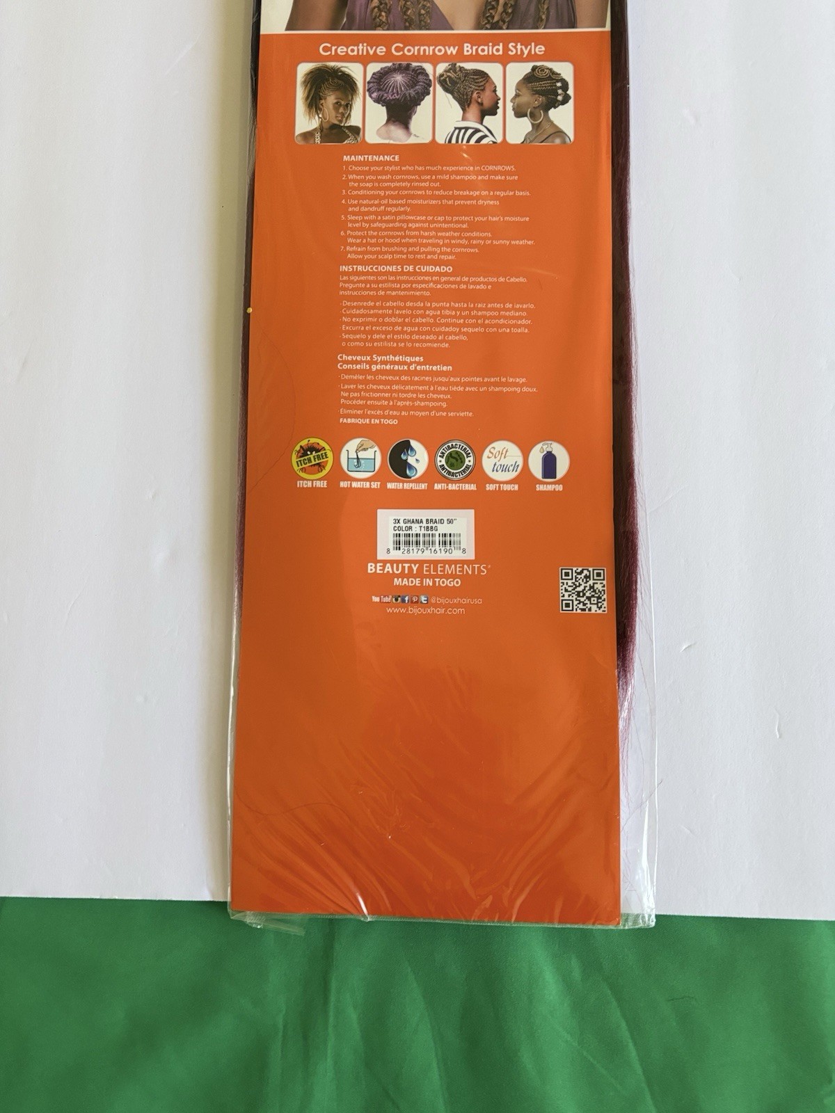 Realistic 50” 3X GHANA PRE STRETCHED 100% Kanekalon – Color T1BBG Brand New