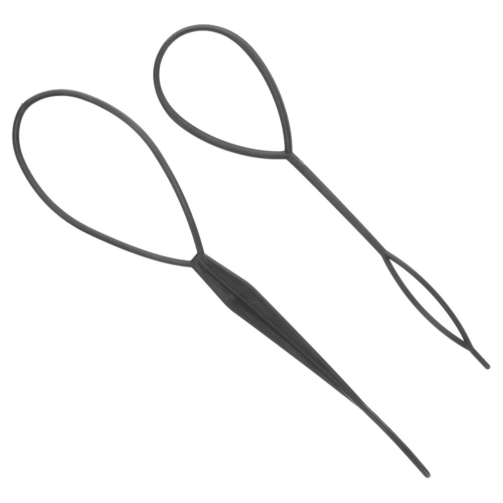 2Pcs Reusable Black Hairdressing Tool Elastic Crochet Braids Needle for Women