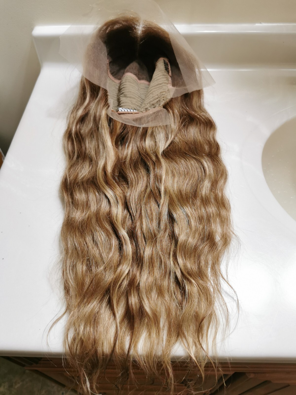 24” High Quality Hightlight Blonde Brown Human Hair 6X13 Front Lace Wig