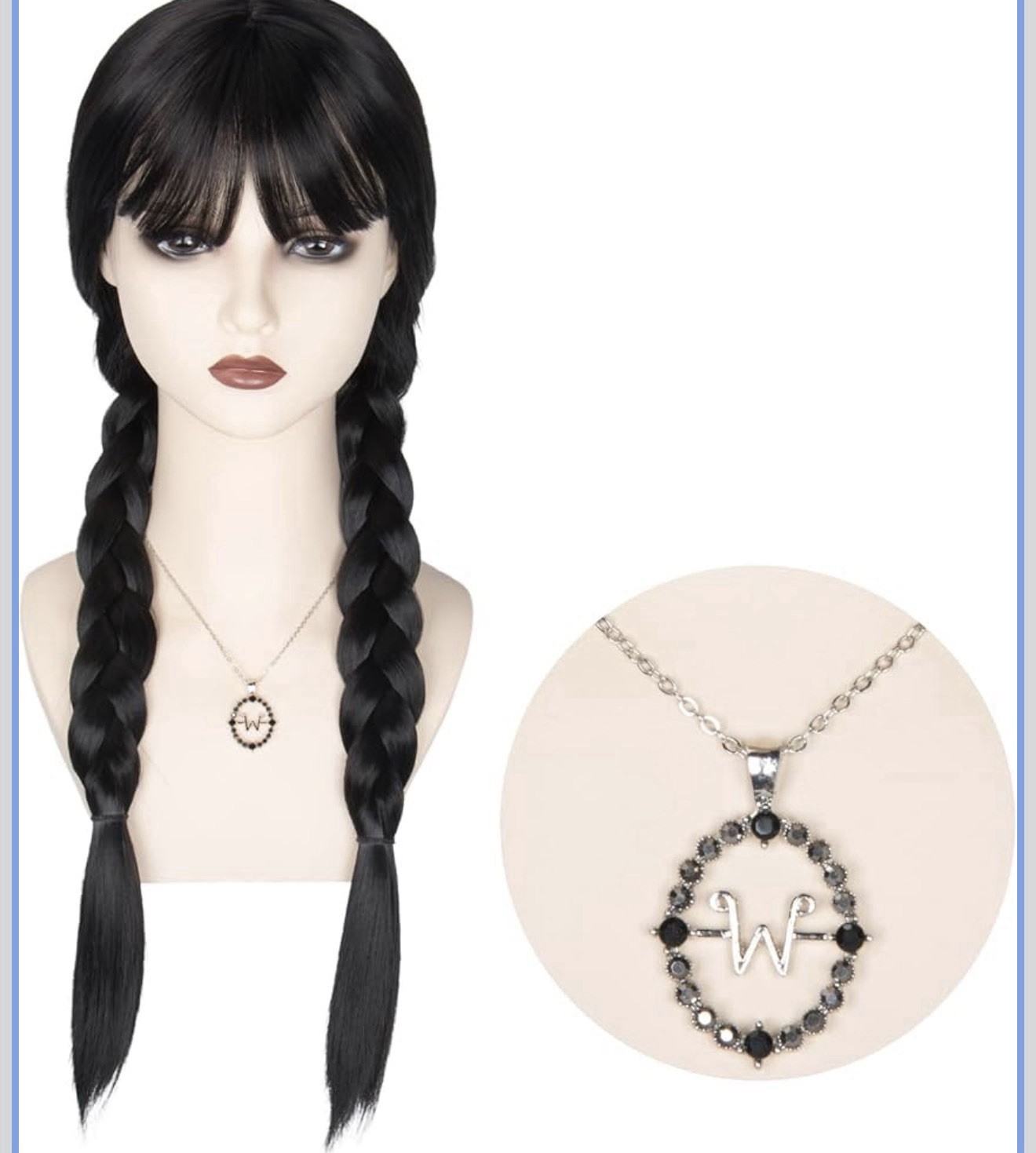 M Miss U Hair Women Girls Long Black Braids Wig With Bangs Long Straig