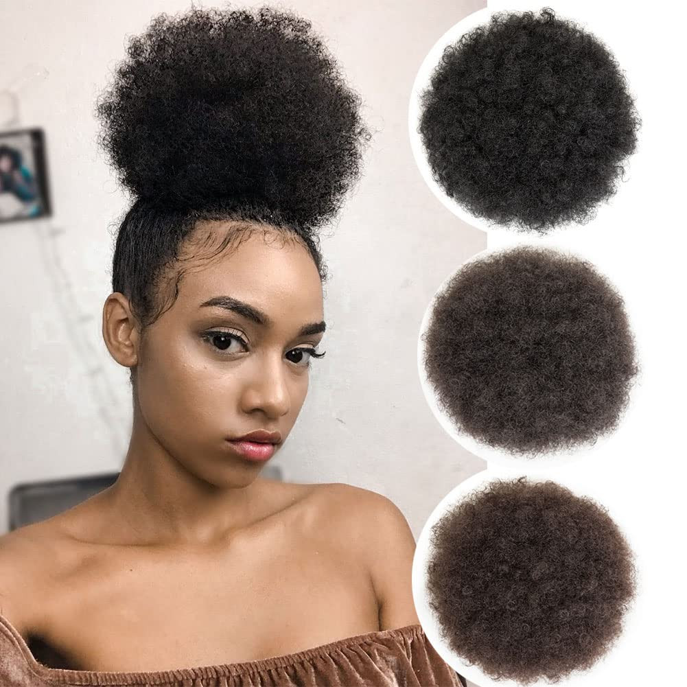 MOONSHOW Afro Puff Drawstring Ponytail Extension for Black Women Short Afro Kink