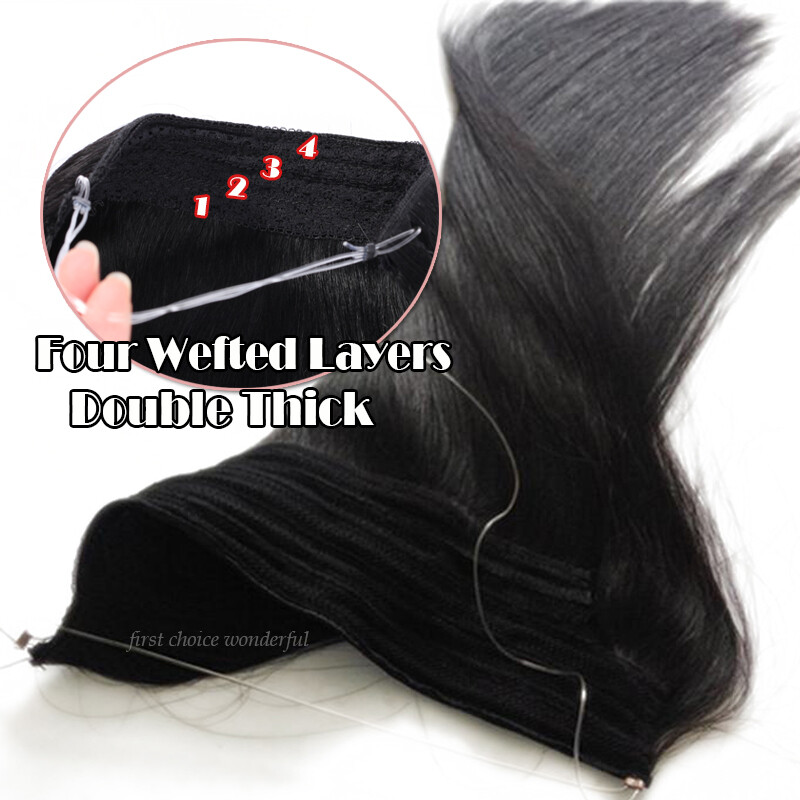 Russian Remy Wire In 100% Human Hair Extensions Secret Headband Hairpiece