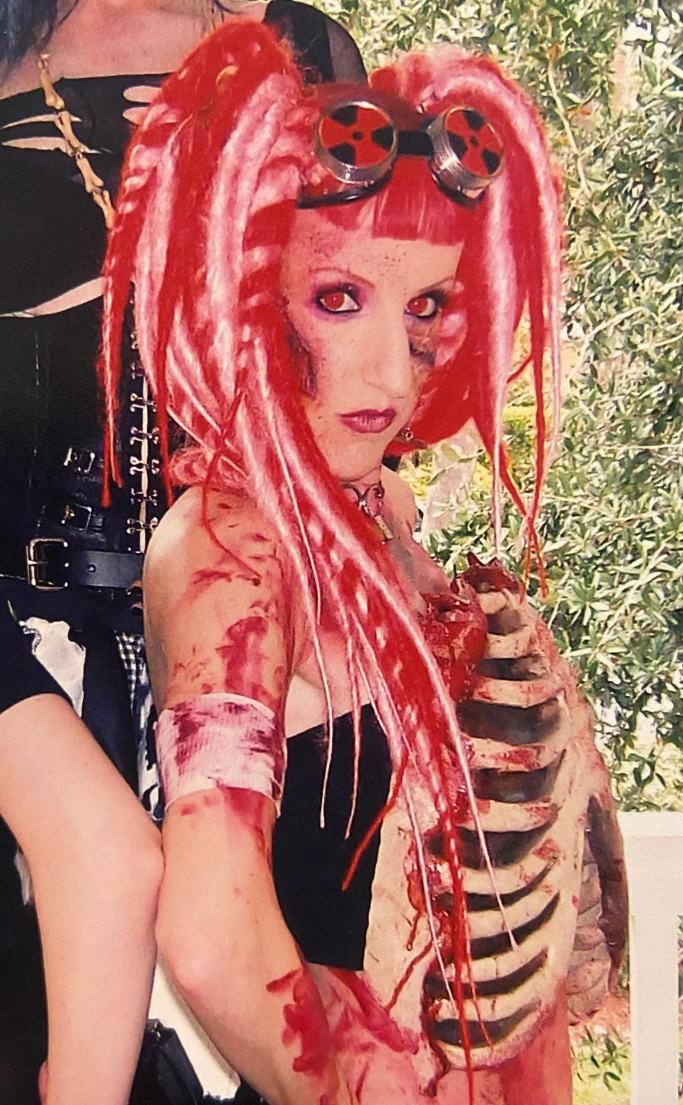Pink & Red Dread Falls swirls dreadlocks hair extensions cyber goth dreads emo