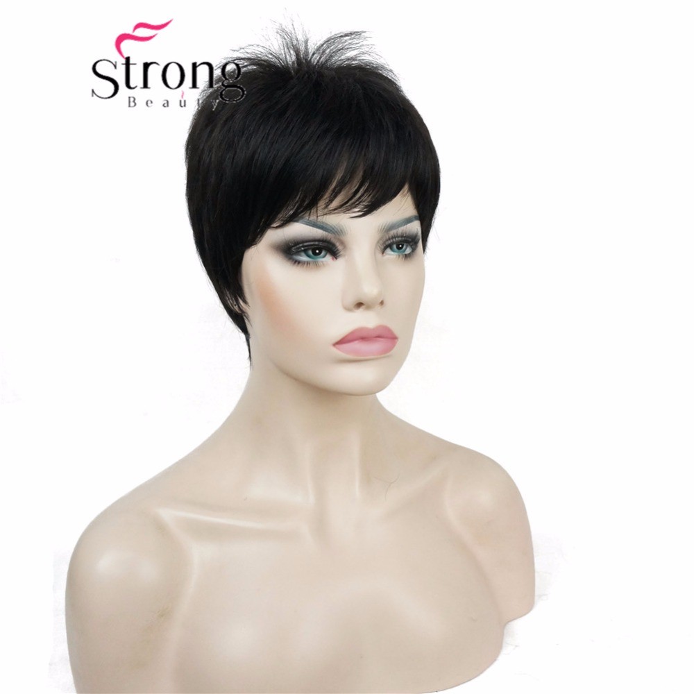 Super Short Layered and Spikey Blonde Black Shaggy Synthetic Wig Women Wigs