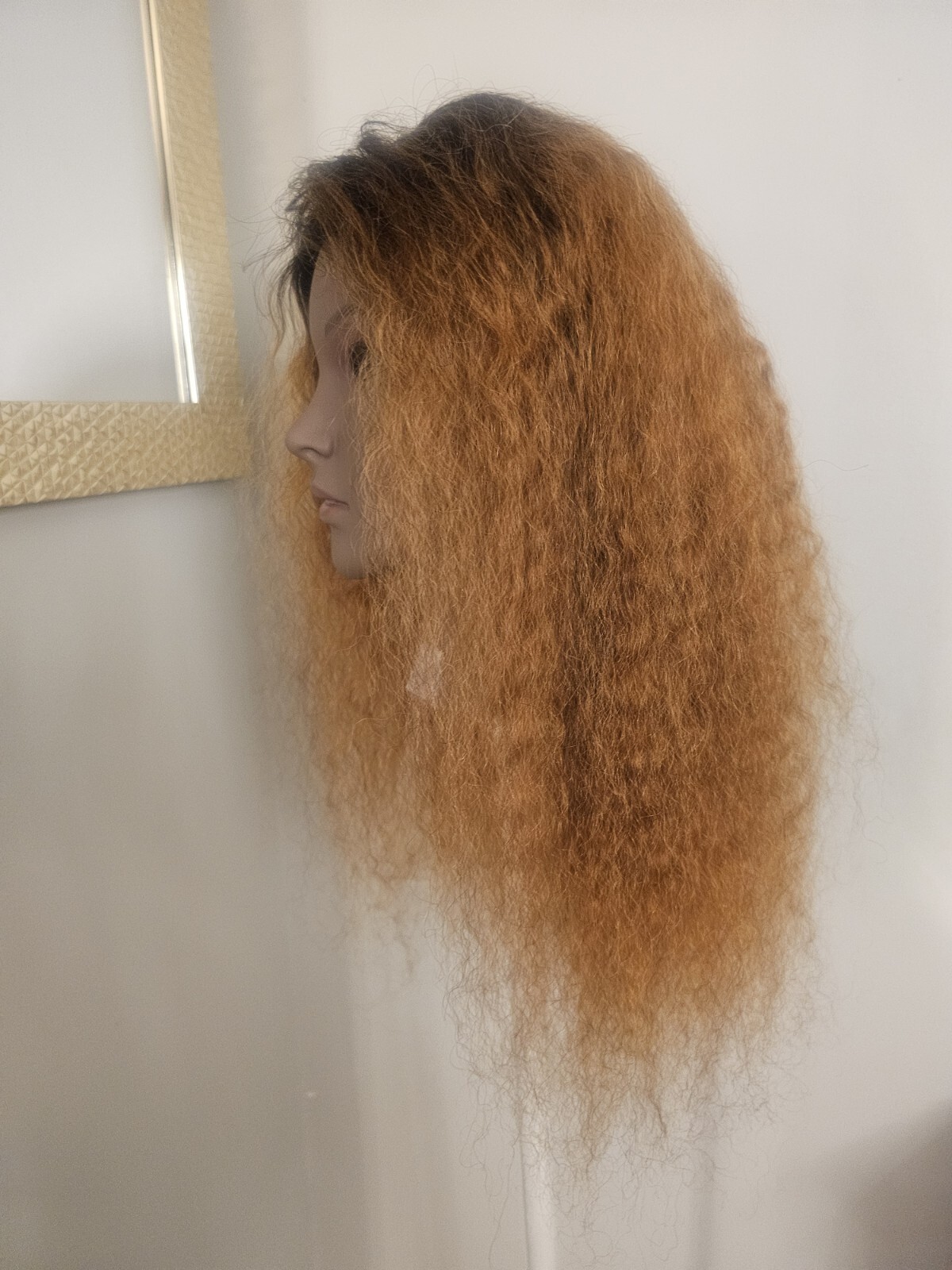 High Quality regular Top Copper Brown 22″ curly 100% Virgin Human Hair Lace Wig