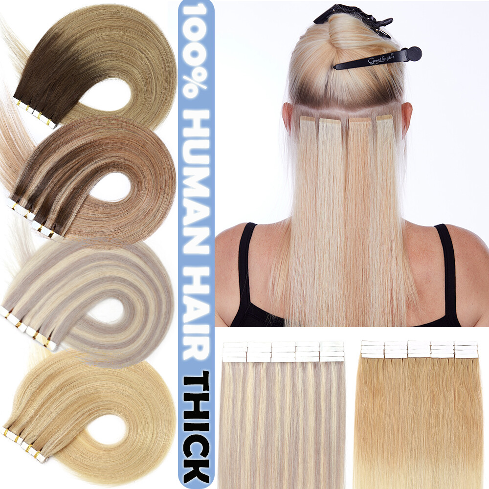60PCS 150G Remy Tape in Real Human Hair Extensions Russian 12″-24″ Ombre Thick F