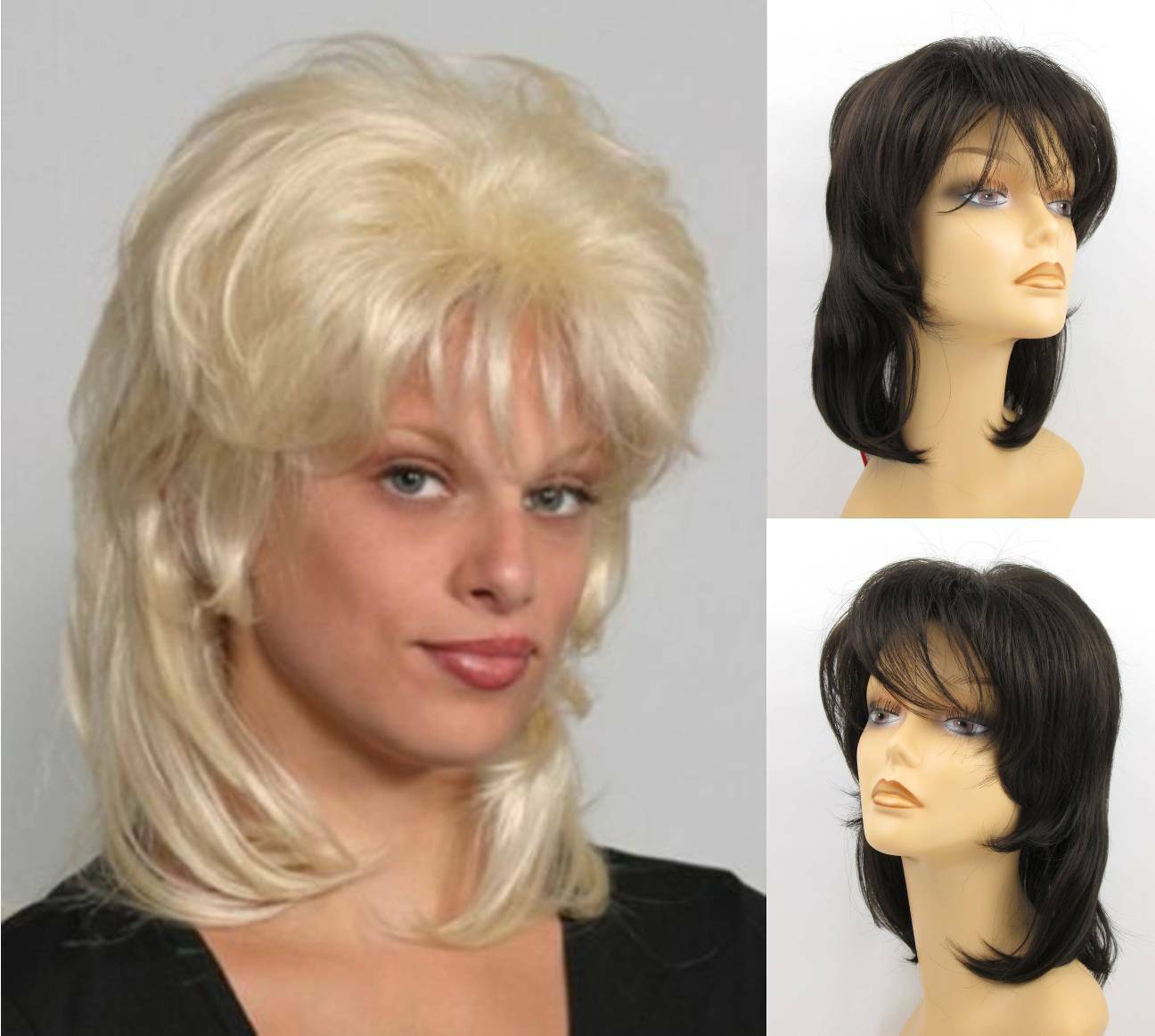 70S 80S WOMEN STRAIGHT HAIR MULLET SHAG STYLE WIG W/ LONG & SHORT LAYERS COLLEEN
