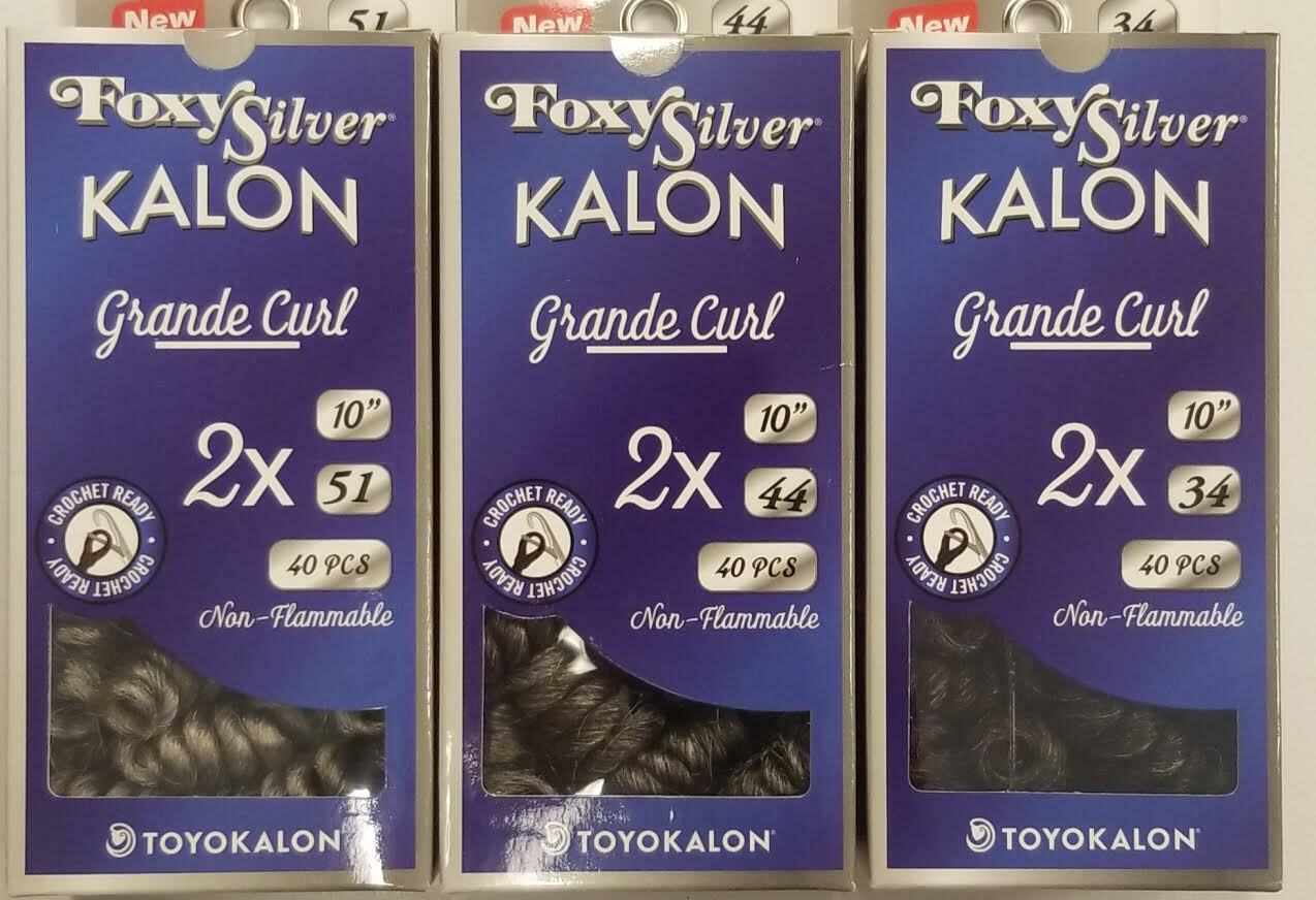 Foxy Silver Kalon SALT & PEPPER COLOR CROCHET SYNTHETIC BRAID