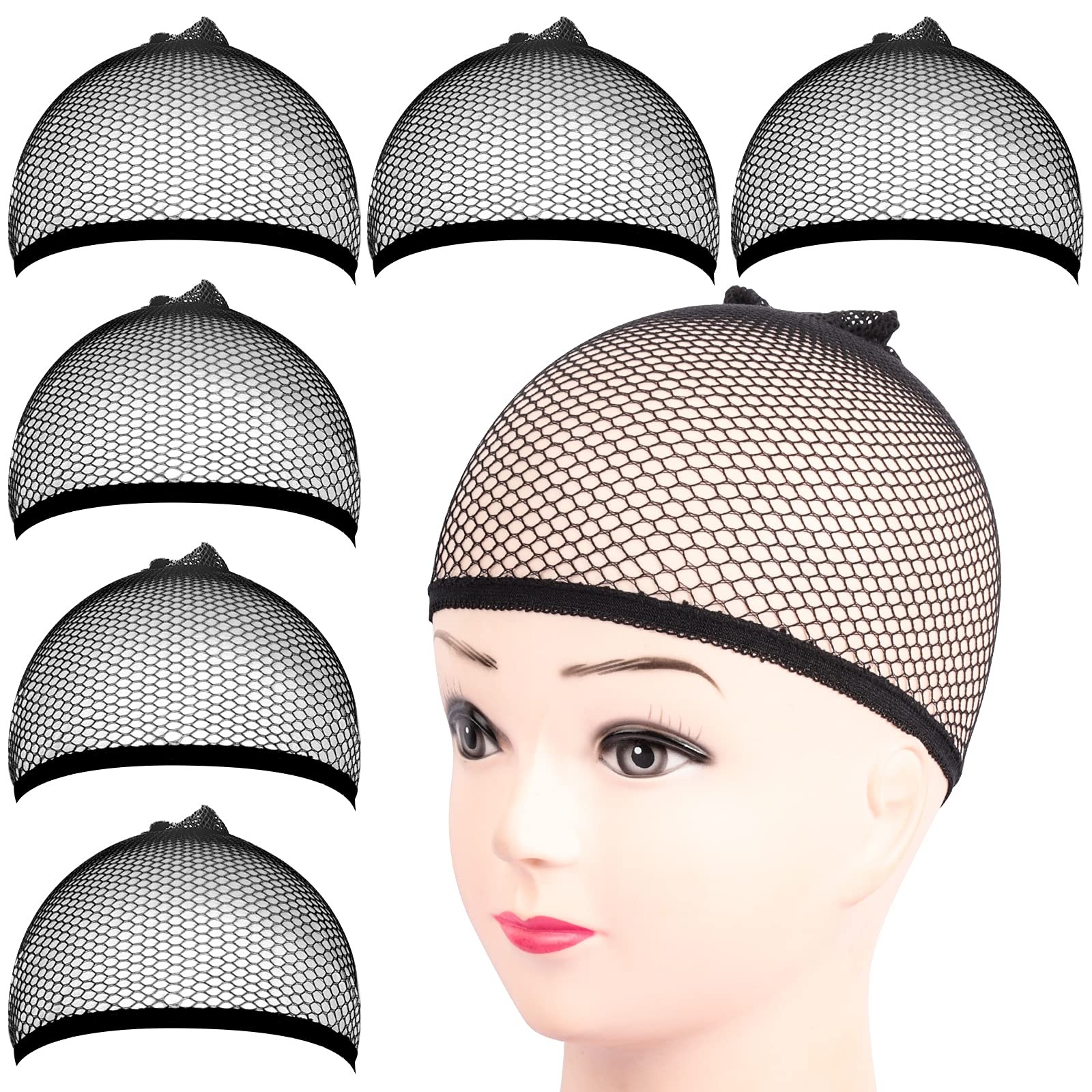 6 Pcs Hair Net Stretchy Wig Cap Durable Professional Hairnet for Men Women