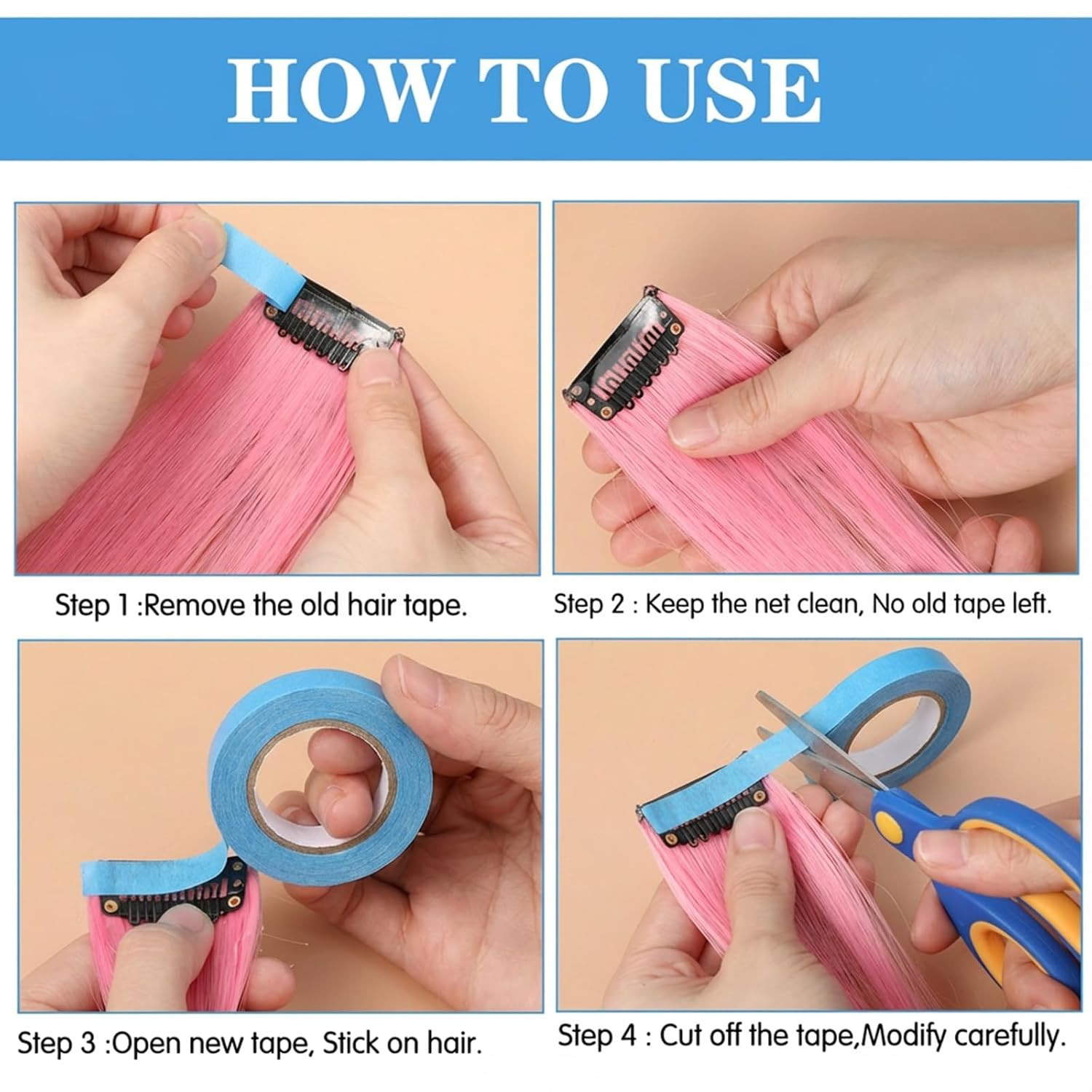 Double Sided Extension Tape Blue Roll Ultra Hold Waterproof Wig Tape 2 Pack