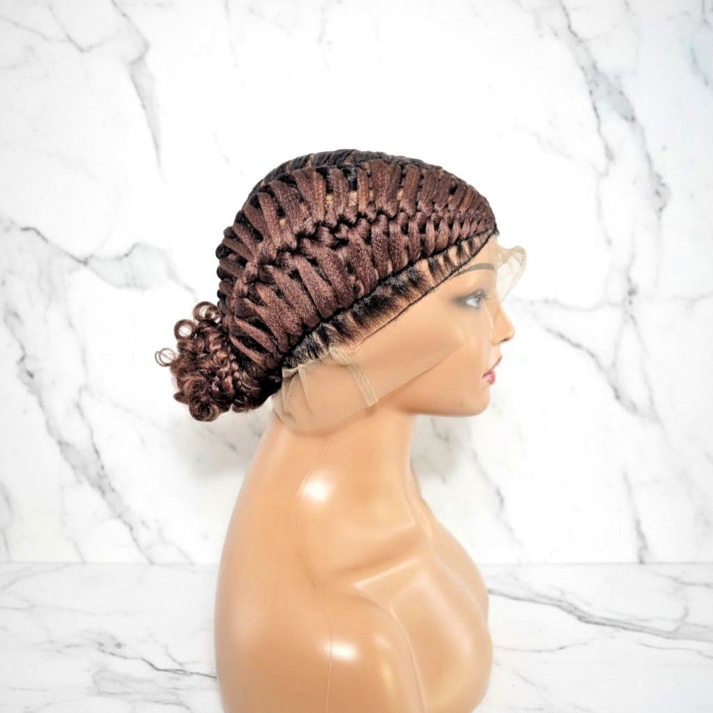 Braided Wig: Double Dutch Braids Braided Bun. Full Lace Cap, Baby Hair