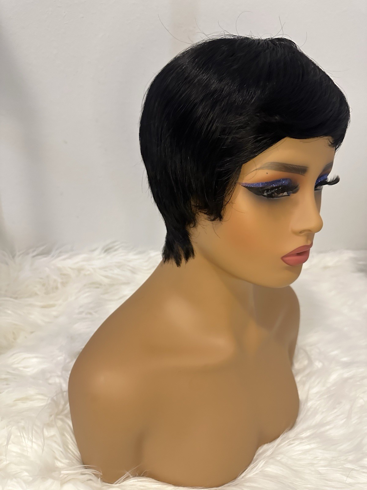Short Black Straight Pixie Wig for Women Adult Natural Style
