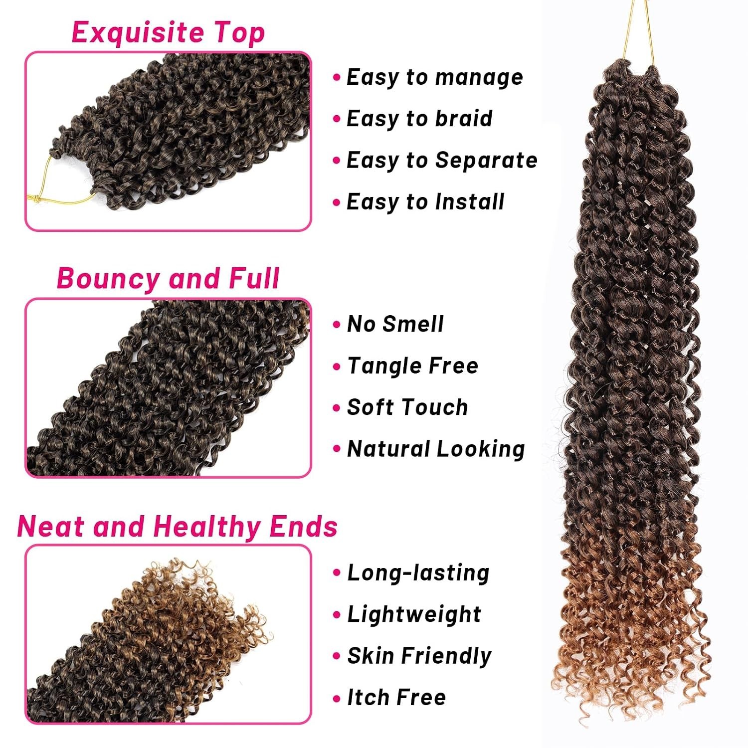 Natural Ombre Brown Passion Twist Hair – 16 Inches, 7 Packs for Easy Styling