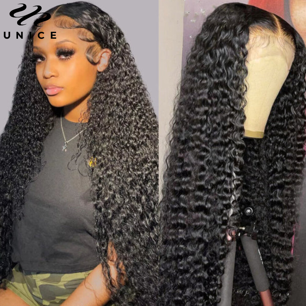 UNice Indian Curly 13×4 Lace Front Human Hair Wigs for Black Women Glueless Full