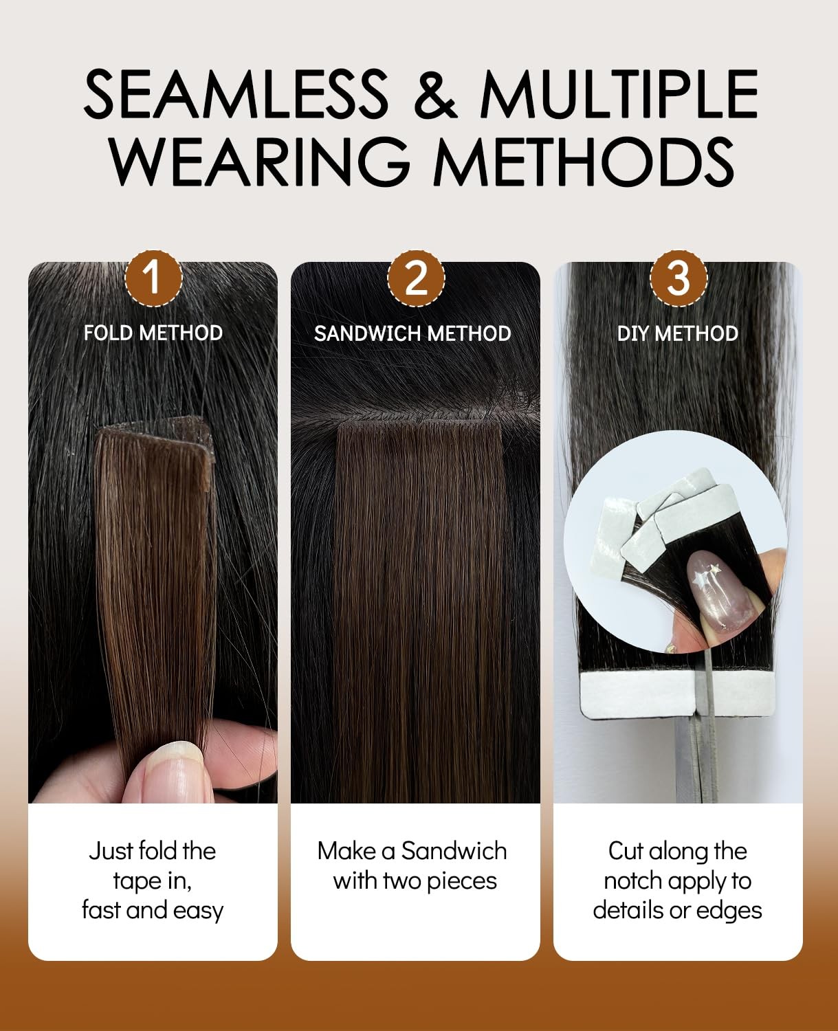 Vinbao 60G Invisi Edge Tape In Extensions Human Hair 22In 20Pcs Darkest Brown