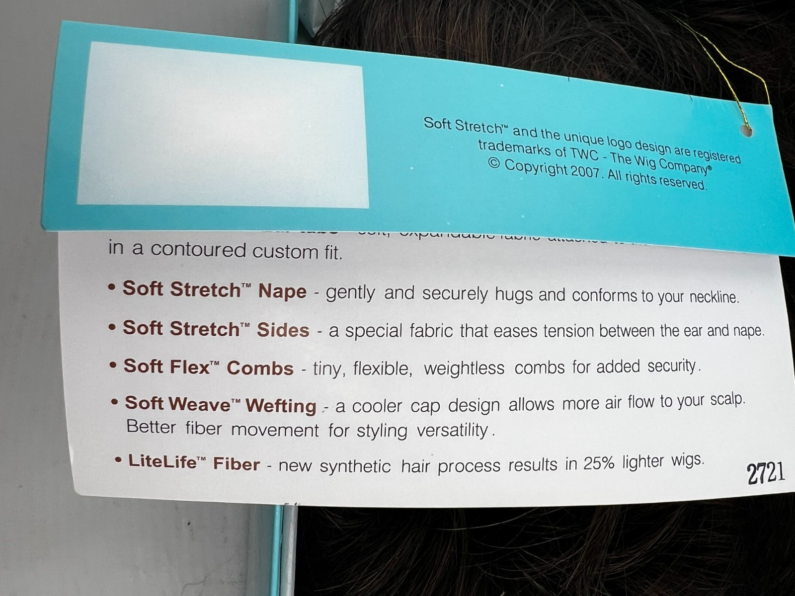 NIB Soft Stretch TWC Wig Soft Pleasures Sz Average Color 8 Brown Brunette Curl