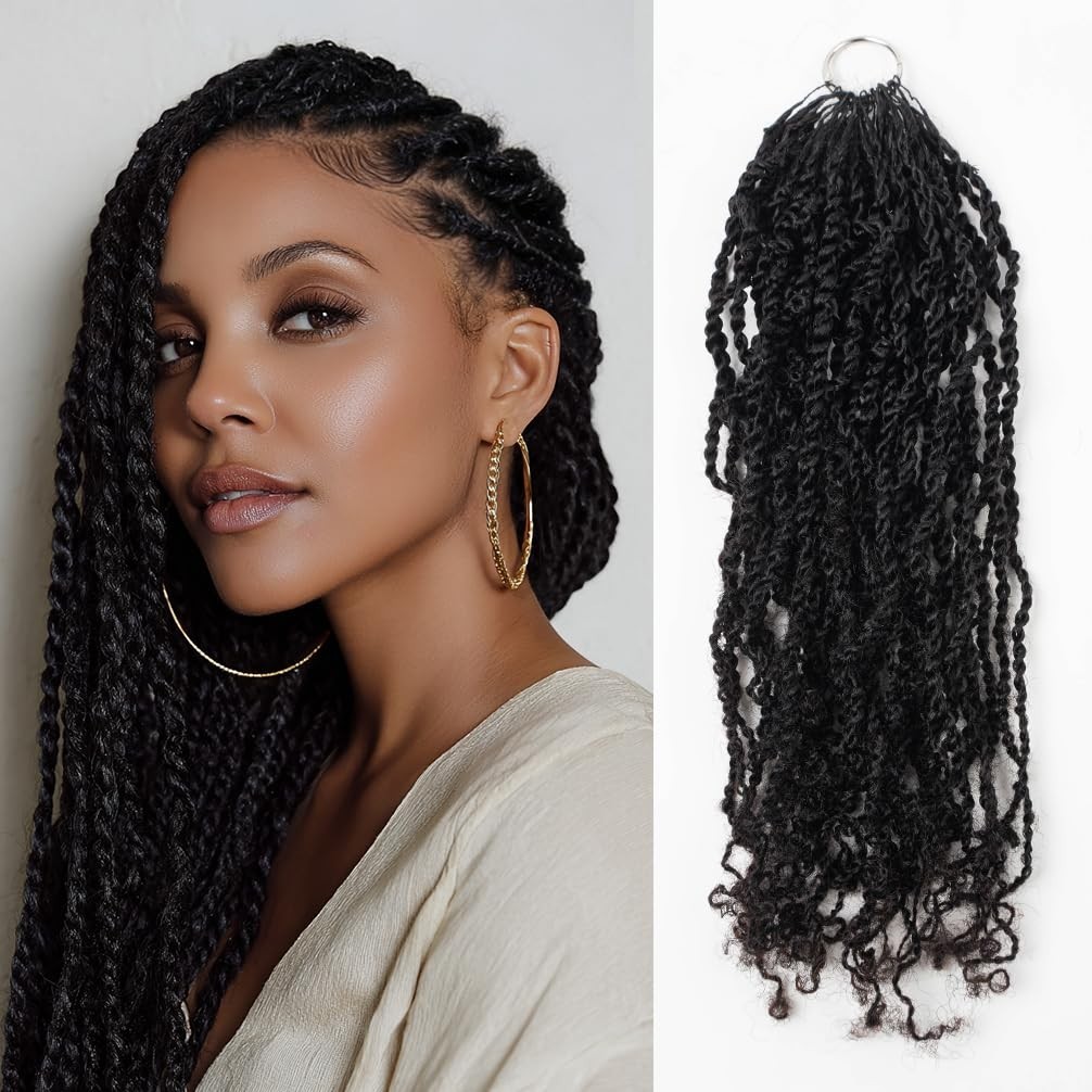 QVR 100% Human Hair Mini Twist Crochet Hair Natural Black 22 inches 55 Gram