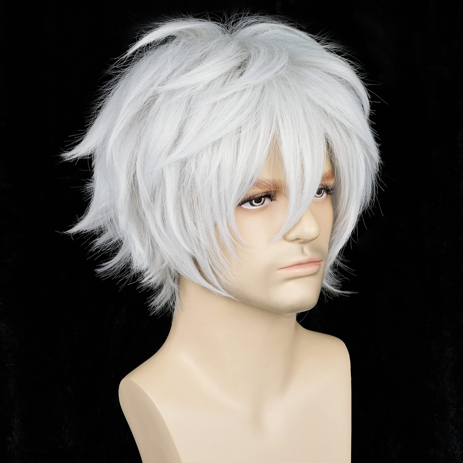 Short Fluffy Straight Wig, Silver White, Unisex, Men, Women, One Size, Cosplay