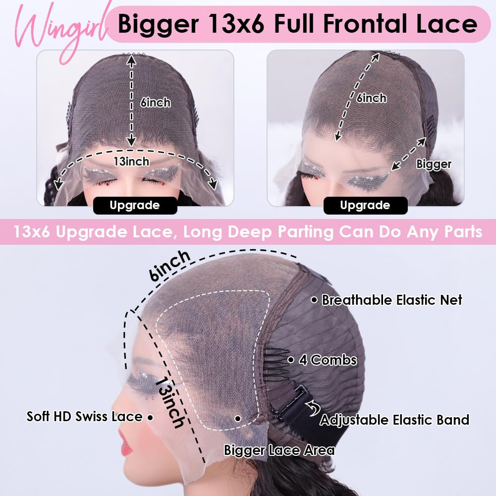 13X6 Body Wave Lace Front Wigs Human Hair Pre Plucked Pre Bleached Small Knots w