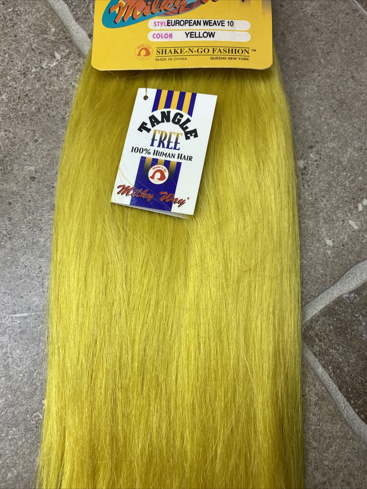 Shake N Go Milkyway 10” Color Yellow 100% Human Hair European WEAVE