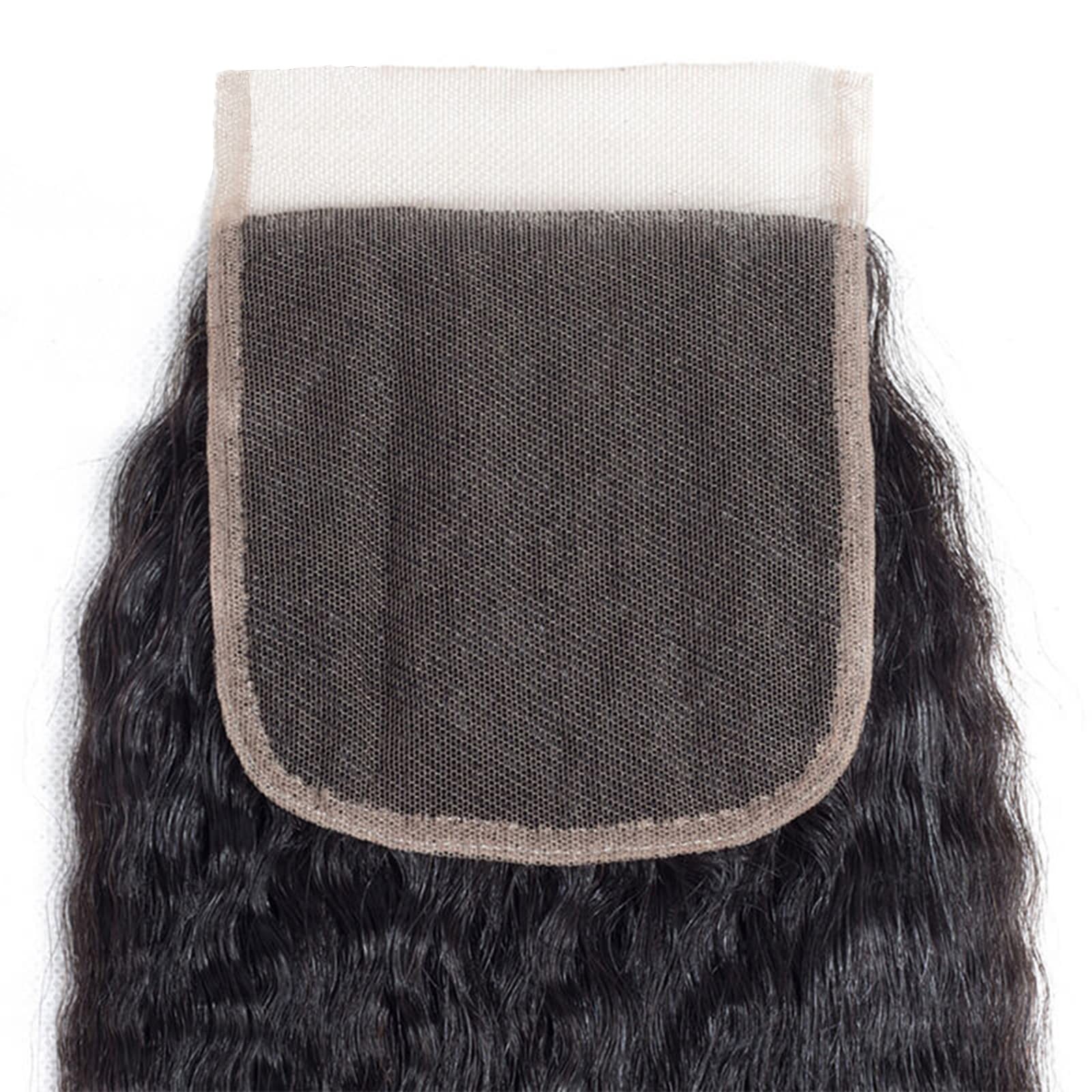 Brazilian Human Hair Closure Kinky Straight Virgin Hair Remy Yaki Lace Closur…