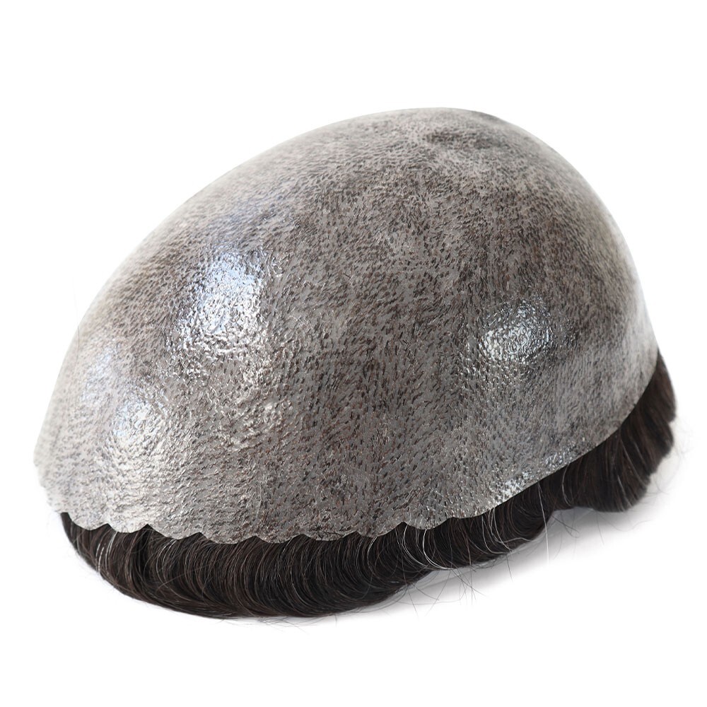 FulI Poly Skin Mens Toupee Injected PU Human Hair System Replacement for Men
