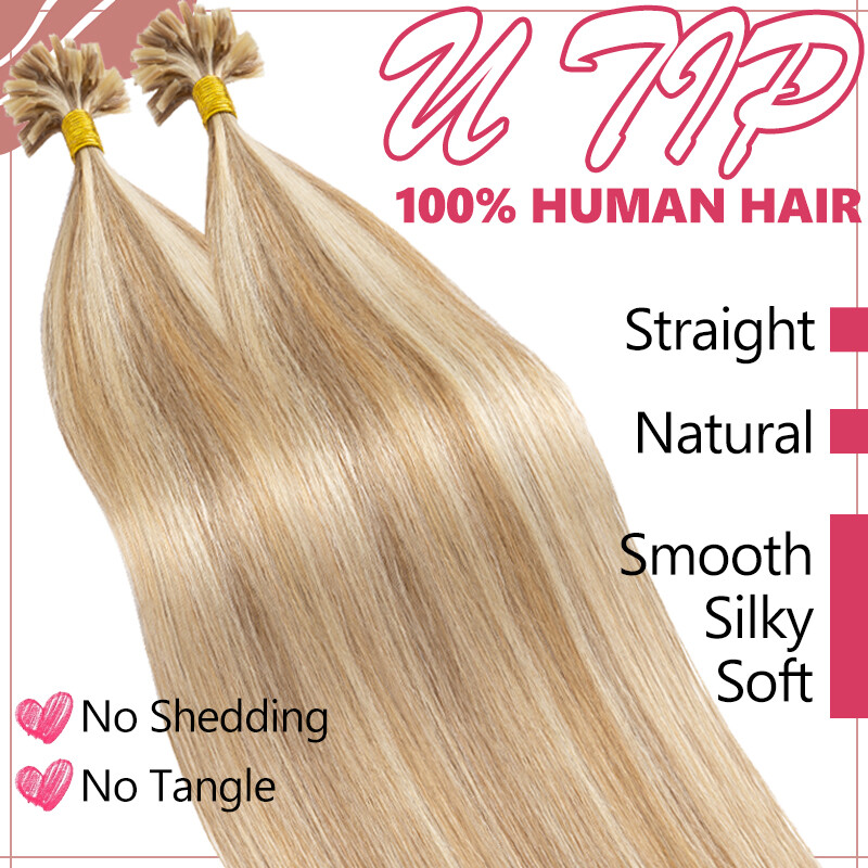 300Strands Nail U Tip Pre-Bonded Real Remy Human Hair Extensions Thick Russian